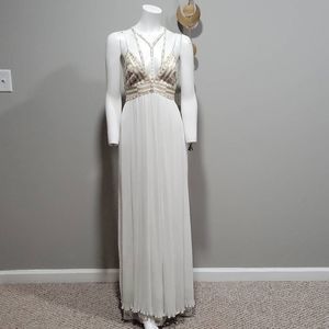 BDBA NWT Ivory & Gold Accents on Strappy Bodice Maxi Gown Size EU 38/ US 6
